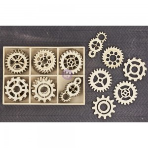 Laser Cut Wood Icons In A Box - Gears